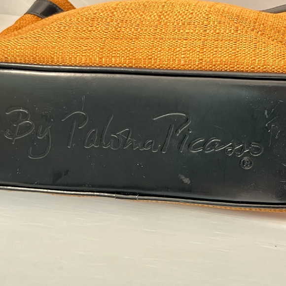 Paloma Picasso hard to find straw patent leather bag tan and black - Picture 5 of 9